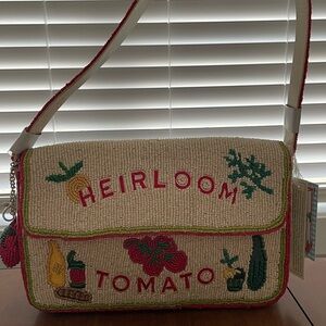 *VIRAL BEADED BAG* Heirloom Tomato Beaded Bag - Cream with Red and Green Accents